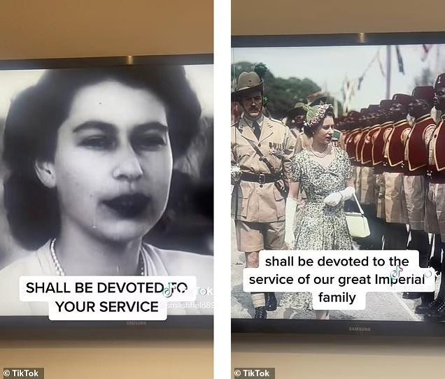 Phát biểu của Nữ hoàng Elizabeth bị phim tài liệu Harry &amp; Meghan cắt bớt vài từ. Ảnh: TikTok.