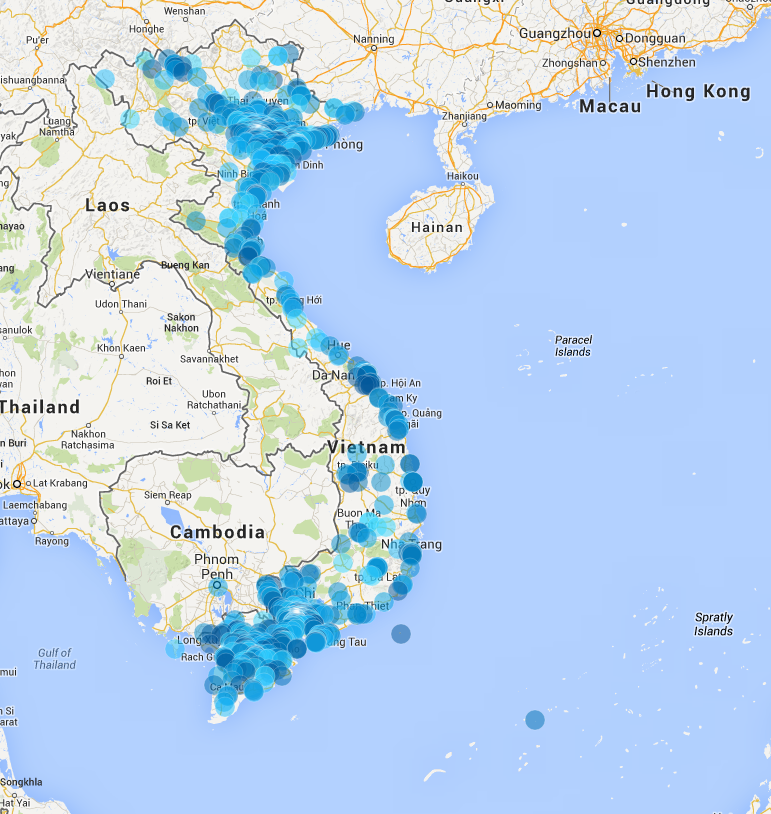 Biểu đồ phân bổ người dùng Zalo tại Việt Nam