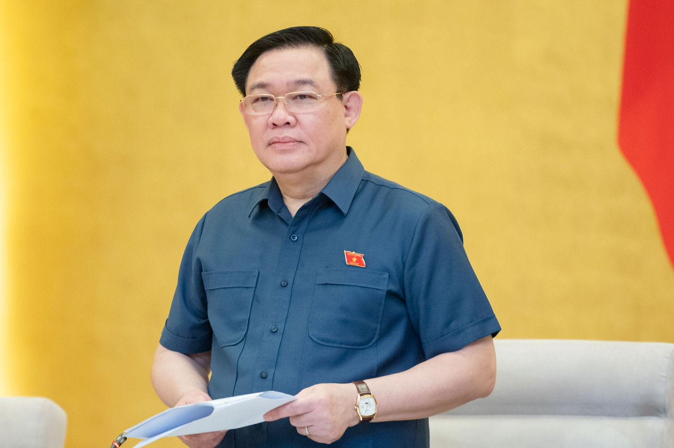 Chủ tịch Quốc hội Vương Đình Huệ phát biểu khai mạc phiên họp. Ảnh: QH