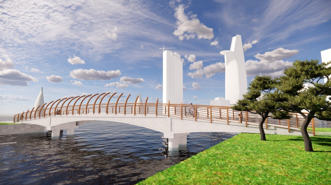 Dự kiến hạng mục cầu đi bộ sẽ là điểm nhấn trong Công viên bờ sông Sài Gòn.