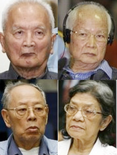 Từ trái qua phải: Nuon Chea, Khieu Samphan, Ieng Sary và Ieng Thirith. Ảnh: AP