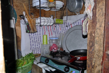 Bếp ga được đặt giữa 