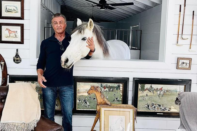 Tài tử gạo cội Sylvester Stallone đam mê cưỡi ngựa đến mức &quot;mời&quot; con ngựa của mình đi ăn sáng.