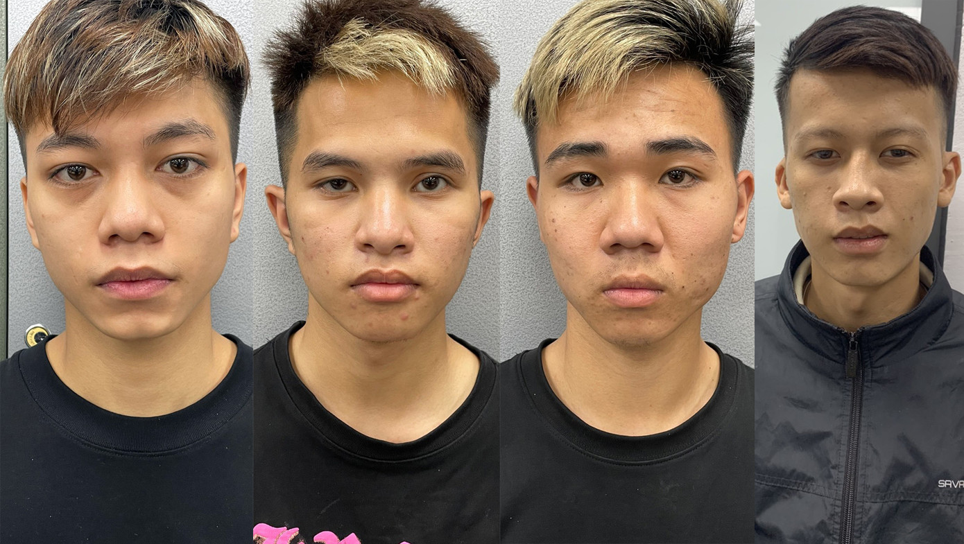 Nhóm thanh niên bị khởi tố. Ảnh Công an cung cấp.