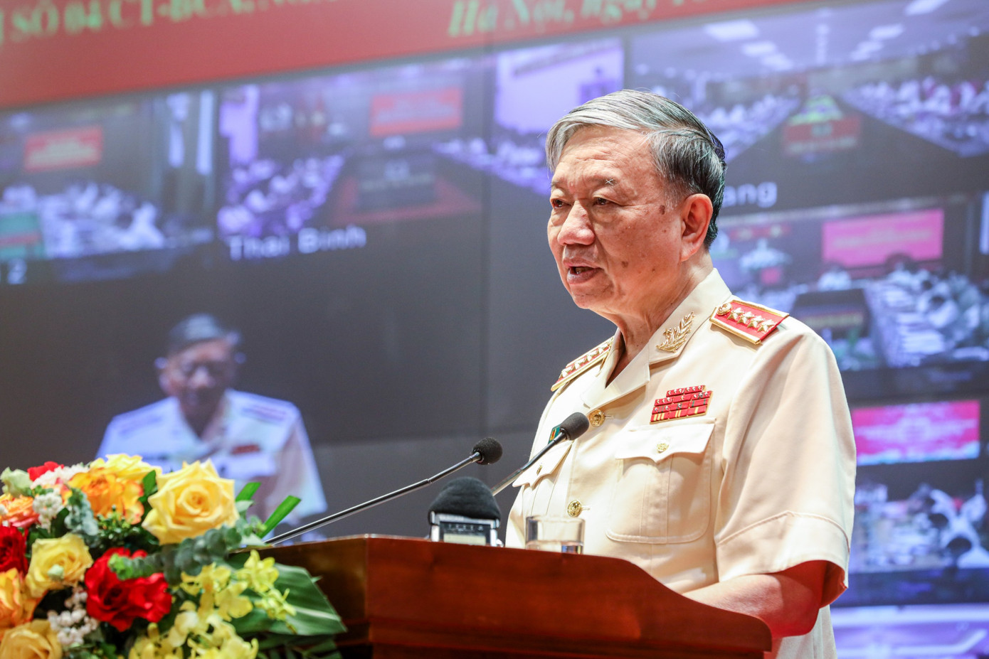 Đại tướng Tô Lâm, Uỷ viên Bộ Chính trị, Bí thư Đảng uỷ Công an Trung ương, Bộ trưởng Bộ Công an chủ trì Hội nghị.