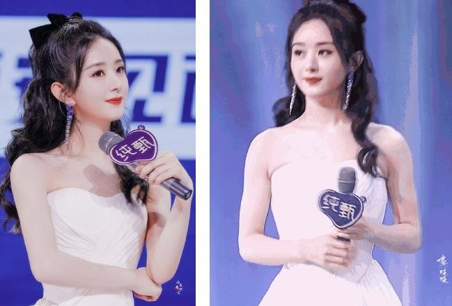 So sánh hai bức ảnh trước và sau chỉnh sửa có thể thấy, bờ vai của Triệu Lệ Dĩnh khá thô, đặc biệt ở phần bắp tay, chứ không hề mảnh mai, nuột nà.