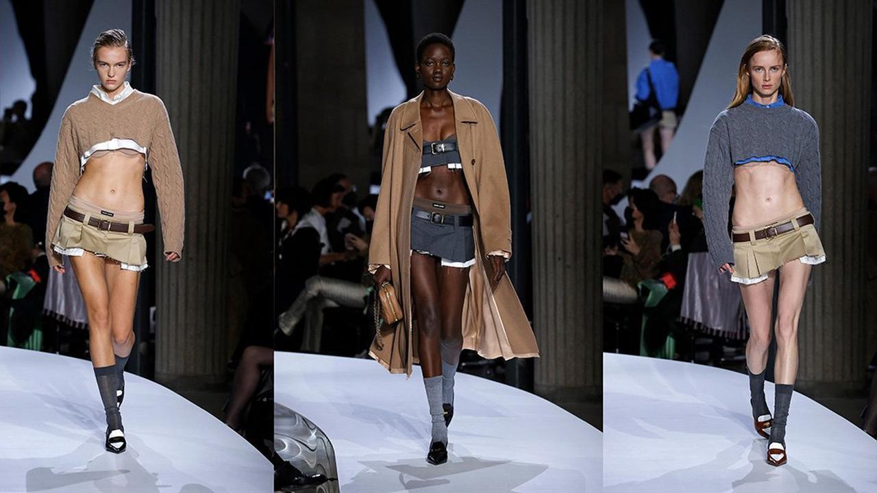 Miu Miu và chiếc váy Y2K cạp siêu trễ bắt trend. Miu Miu và chiếc váy Y2K cạp siêu trễ bắt trend.