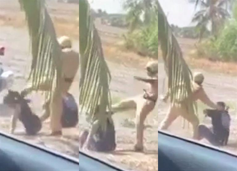 Hai cán bộ chiến sĩ CSGT tát, đá hai thanh niên bị người ngồi trên ô tô ghi hình. Hai cán bộ chiến sĩ CSGT tát, đá hai thanh niên bị người ngồi trên ô tô ghi hình.