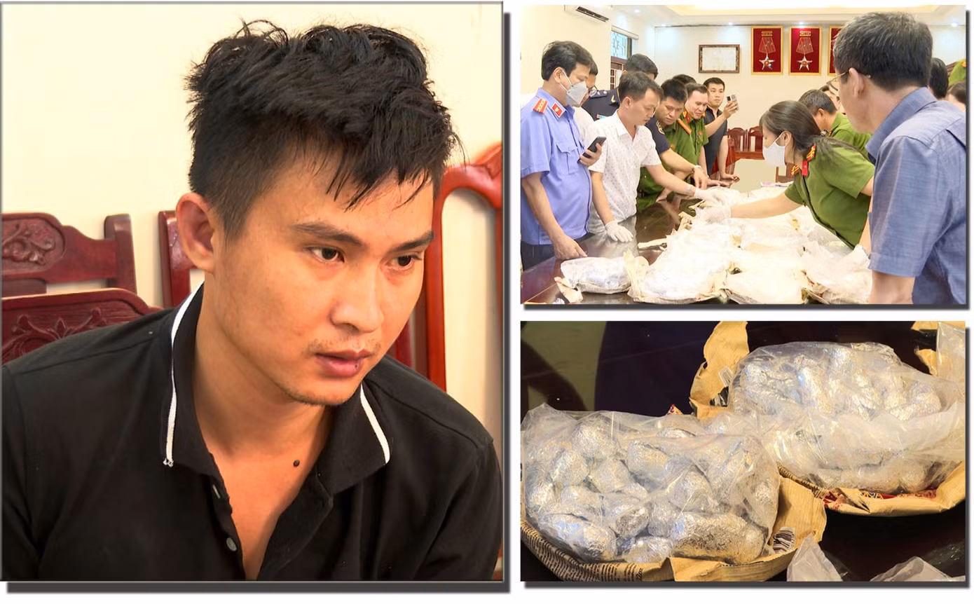 Bùi Đức Nam và tang vật. Ảnh: Công an Thanh Hoá