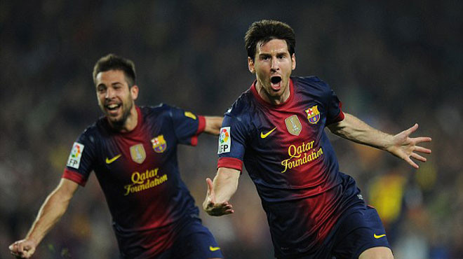 Hình ảnh ăn mừng bàn thắng quen thuộc của Messi 