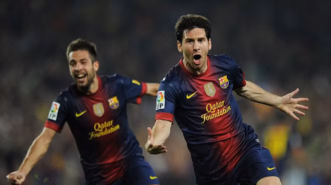 Hình ảnh ăn mừng bàn thắng quen thuộc của Messi 