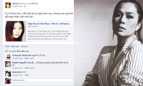Mỹ Lệ gửi lời vình biệt nhạc sĩ Phạm Duy trên facebook