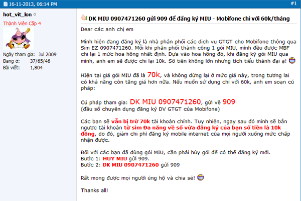 Trên diễn đàn, nickname này khẳng định việc hoàn trả 10.000 đồng là thật 100%. (Ảnh: Vietnam+). Trên diễn đàn, nickname này khẳng định việc hoàn trả 10.000 đồng là thật 100%. (Ảnh: Vietnam+)