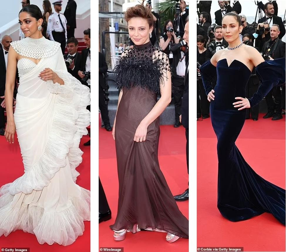 Ba nữ giám khảo Deepika Padukone, Jasmine Trinca và Noomi Rapace (trái qua phải) đều chọn cho mình phong cách thời trang riêng biệt, người quý phái, người thanh lịch và người quyến rũ.