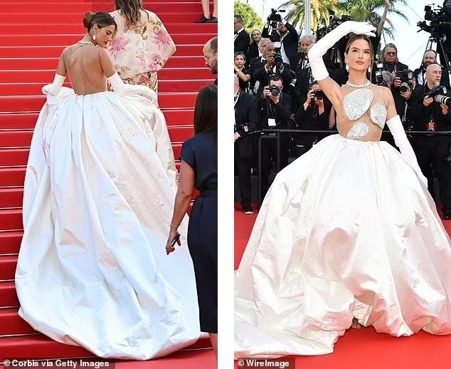 Siêu mẫu Brazil gần như phô bày hết thân trên trước ống kính truyền thông, tôn lưng trần nuột nà và vòng eo thon thả.