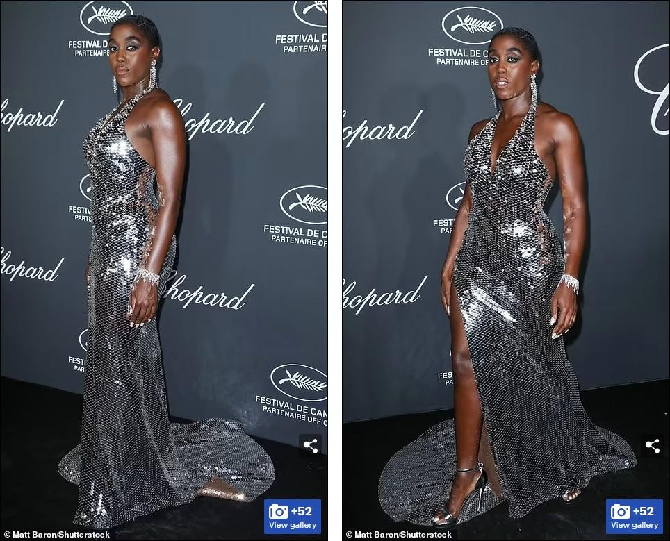 Trong khi nhiều ngôi sao dự buổi ra mắt phim mới của Anne, ngôi sao &quot;Captain Marvel&quot; Lashana Lynch tự tin khoe vẻ đẹp đầy đặn tại sự kiện Trophee Chopard vào tối cùng ngày.