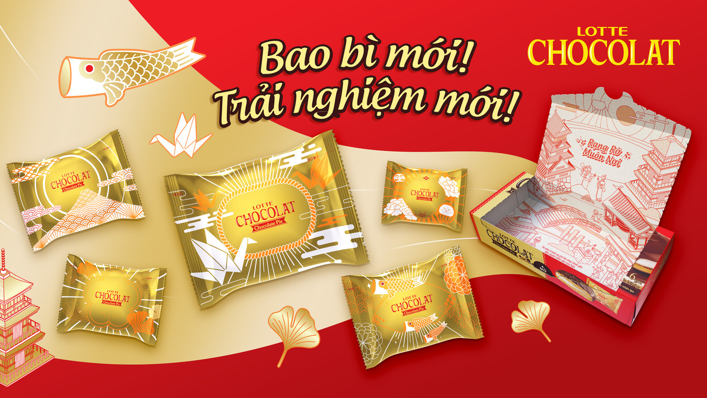 Bao bì mới mùa lễ hội tích hợp tranh tô màu đầy đặc sắc của Lotte Chocolat