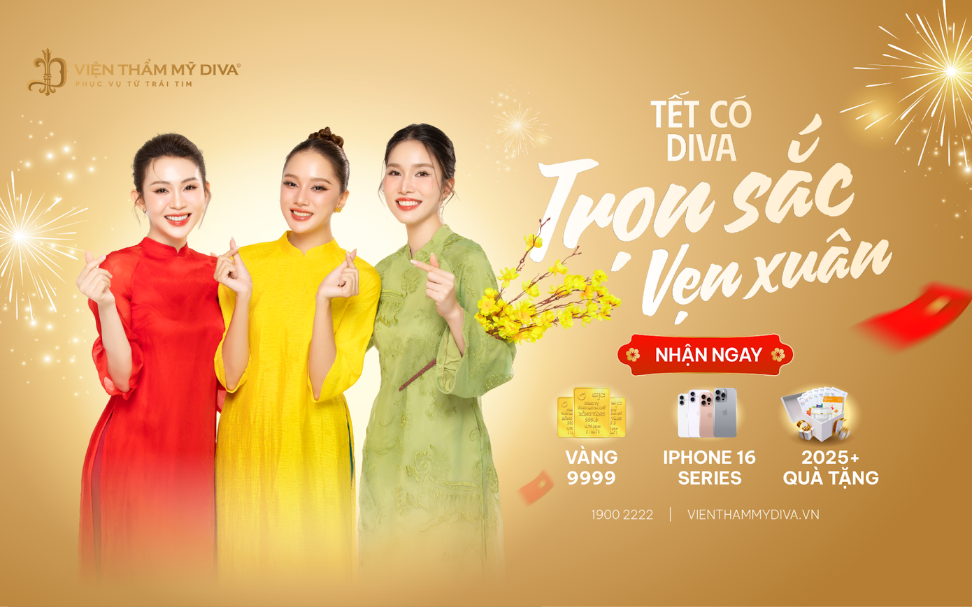 Chiến dịch “Tết có DIVA: Trọn sắc - Vẹn xuân” của Viện thẩm mỹ DIVA giúp khách hàng tiếp cận các dịch vụ làm đẹp cao cấp và cơ hội nhận được nhiều quà tặng giá trị.