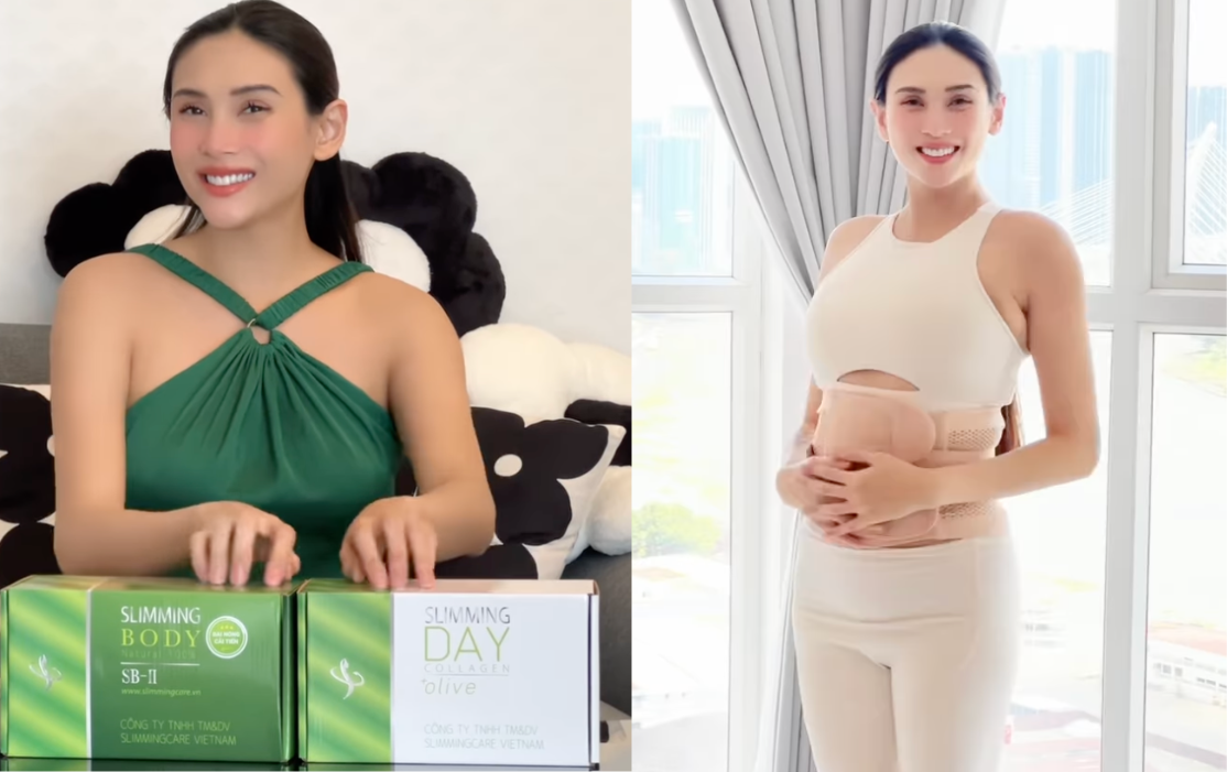 Võ Hoàng Yến sử dụng bộ đôi Slimming Care hỗ trợ lấy lại vóc dáng (Ảnh cắt từ clip)