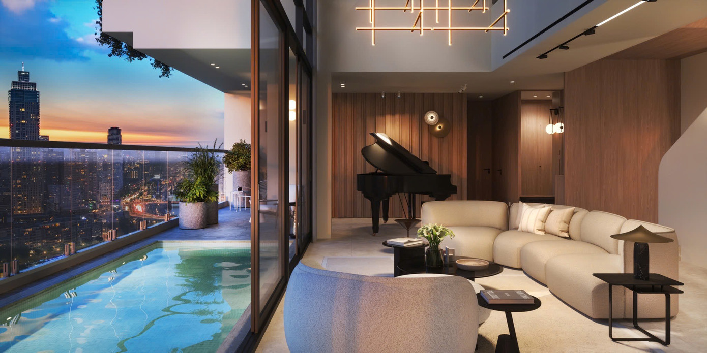 Penthouse FIATO UPTOWN sở hữu hồ bơi riêng và tầm nhìn toàn cảnh từ tầng cao thành phố