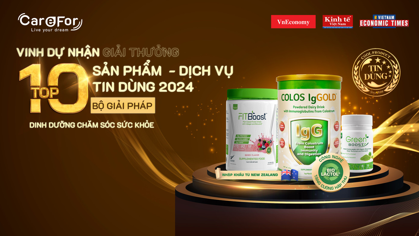 Bộ 3 sản phẩm Colos IgGold, Greenboost, FITBoost nằm trong top 10 nhóm chăm sóc sức khỏe trong chương trình Tin Dùng Việt Nam 2024