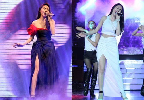 Quần bó chẽn và đầm xẻ là hai thứ “vũ khí” lợi hại nhất mà Thủy Tiên thường sử dụng