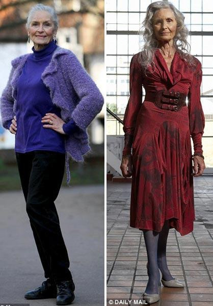 Daphne Selfe ngày ấy và bây giờ Daphne Selfe luôn giữ thái độ vui vẻ và lạc quan trong cuộc sống Một Daphne Selfe tự tin sải bước trên sàn catwalk bất chấp tuổi tác