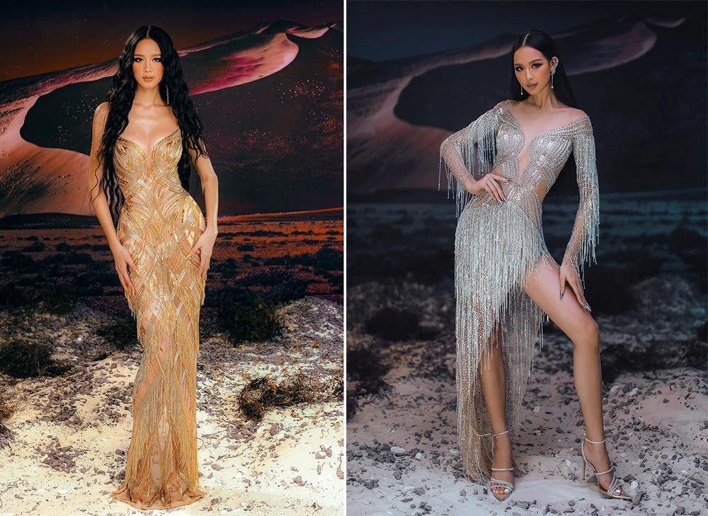 Á hậu Bảo Ngọc hé lộ 2 bộ váy dạ hội chung kết. Ảnh: FBNV.