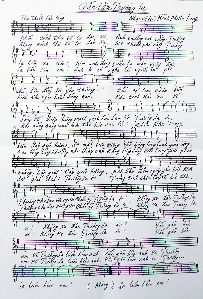 Bài bát Gần lắm Trường Sa do chính tay NS Hình Phước Long chép