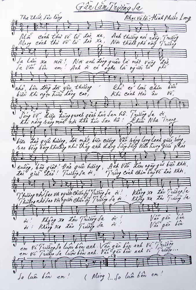 Bài bát Gần lắm Trường Sa do chính tay NS Hình Phước Long chép