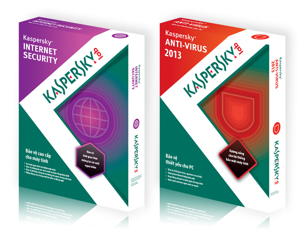 Hình ảnh 2 phiên bản Tiếng Việt Kaspersky Internet Security 2013 và Kaspersky Anti-Virus 2013