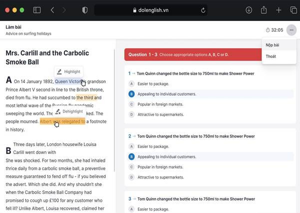 Giao diện IELTS Online Test của DOL với đầy đủ bộ luyện đề Giao diện IELTS Online Test của DOL với đầy đủ bộ luyện đề