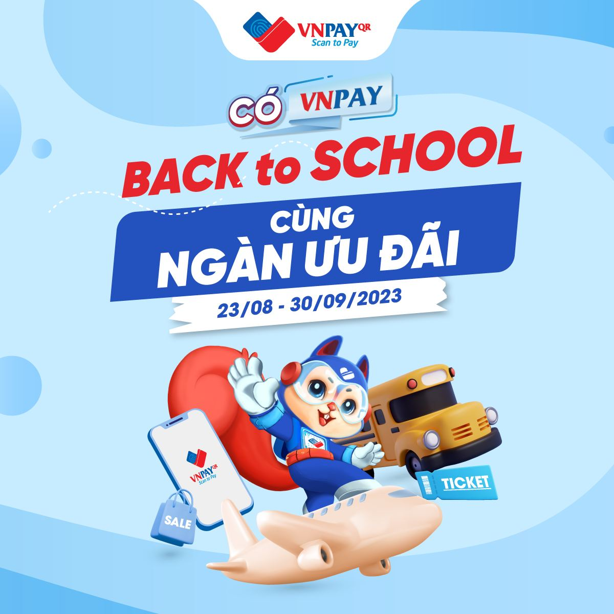 Back to School Cùng ngàn ưu đãi là chương trình ưu đãi lớn nhất mùa tựu trường của VNPAY dành cho các bạn học sinh, sinh viên