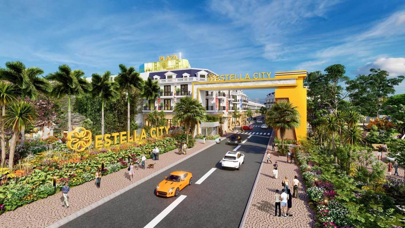Cổng chào khu đô thị thương mại Estella City, dự án đang thu hút nhiều nhà đầu tư.