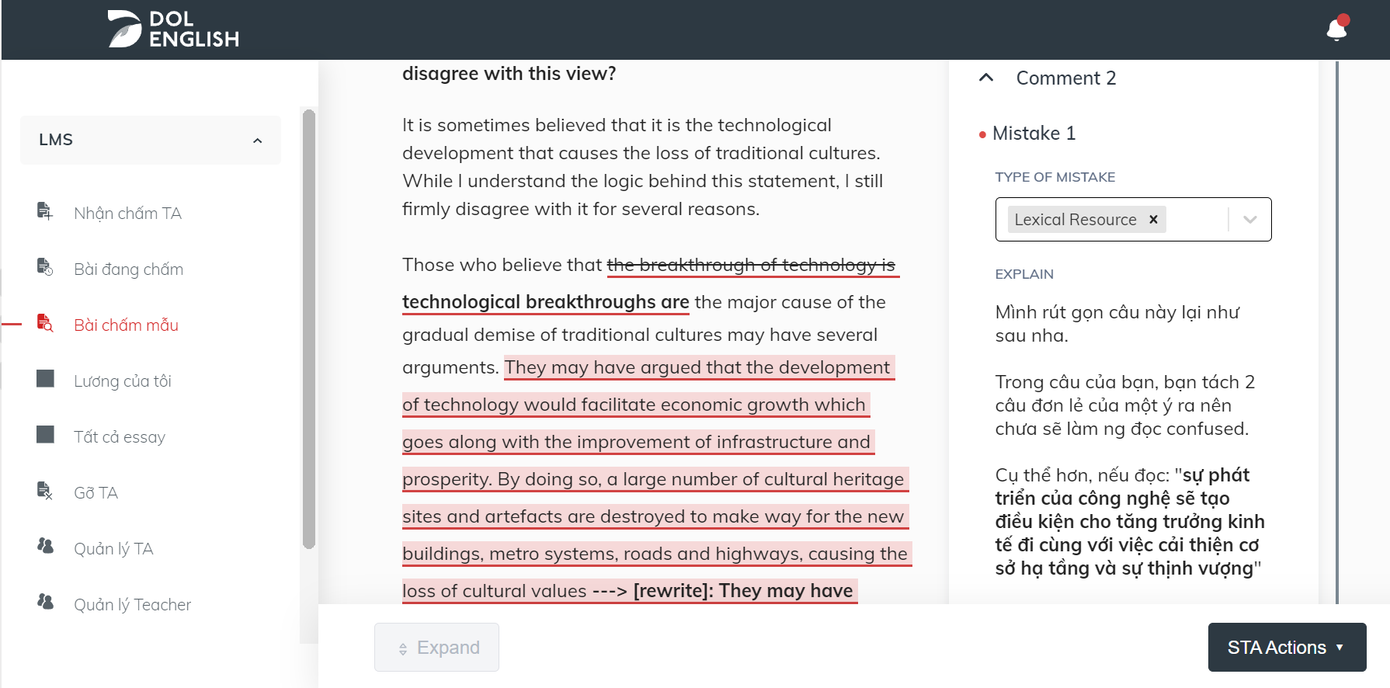Trang web chấm chữa bài LMS của DOL Trang web chấm chữa bài LMS của DOL
