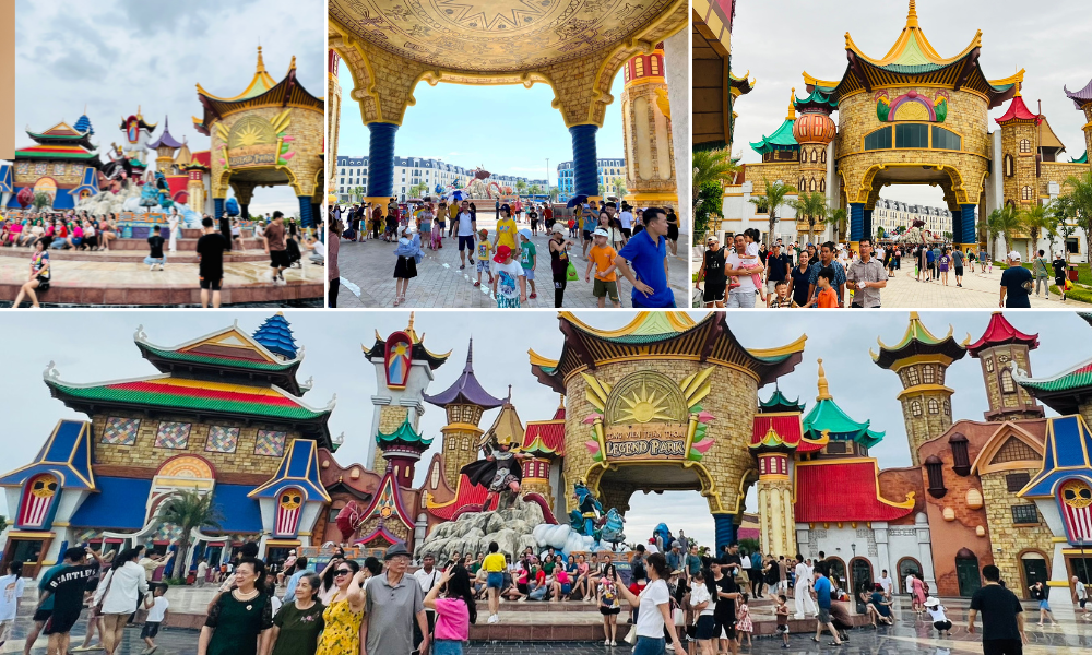 Cổng công viên nước Legend Park với thiết kế độc đáo, ấn tượng trở thành điểm check-in “triệu like” dành cho du khách.