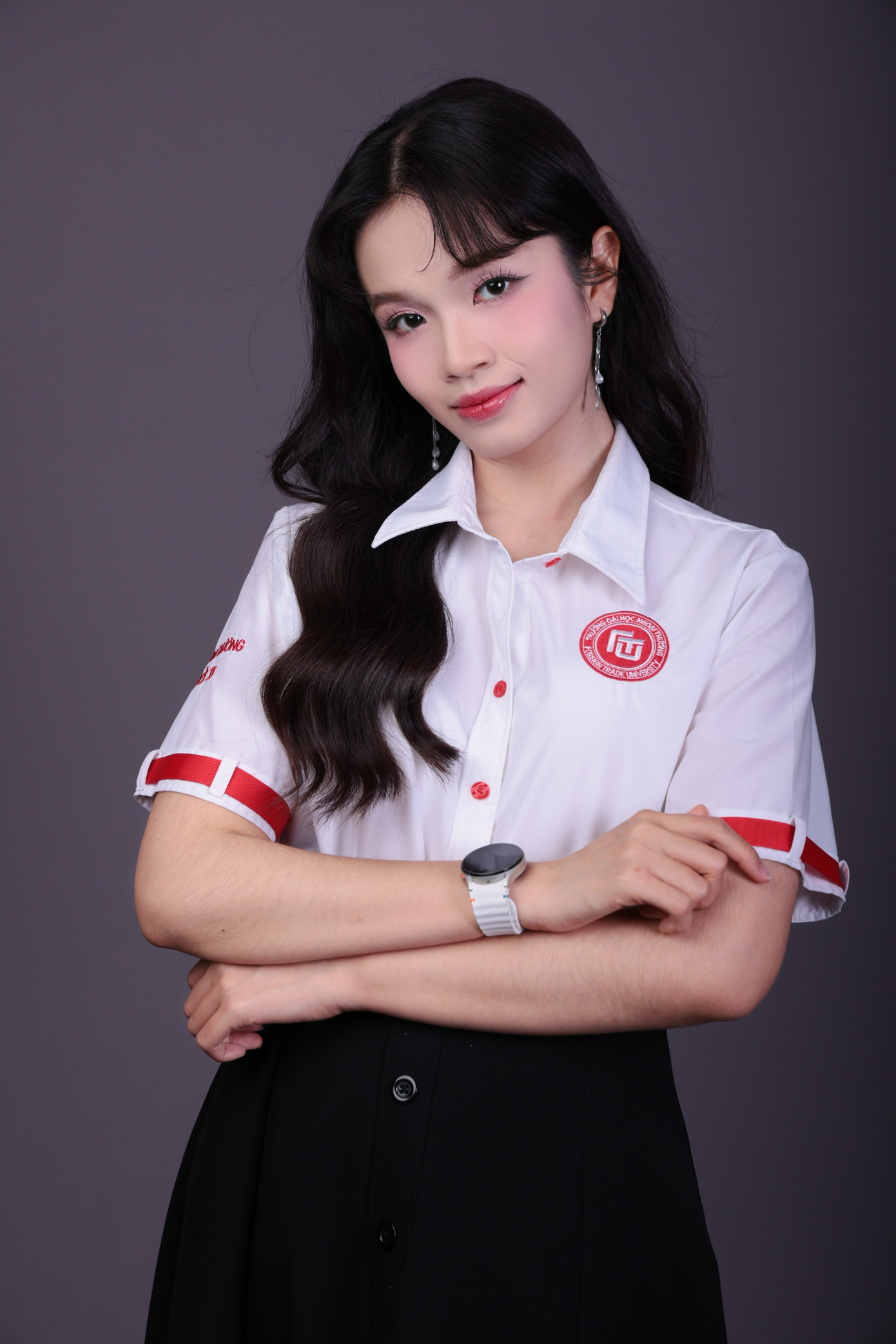 Nguyễn Phương Vy (sinh năm 2005) sinh viên ngành Logistics và Quản lý Chuỗi cung ứng tại trường Đại học Ngoại Thương TP.HCM.