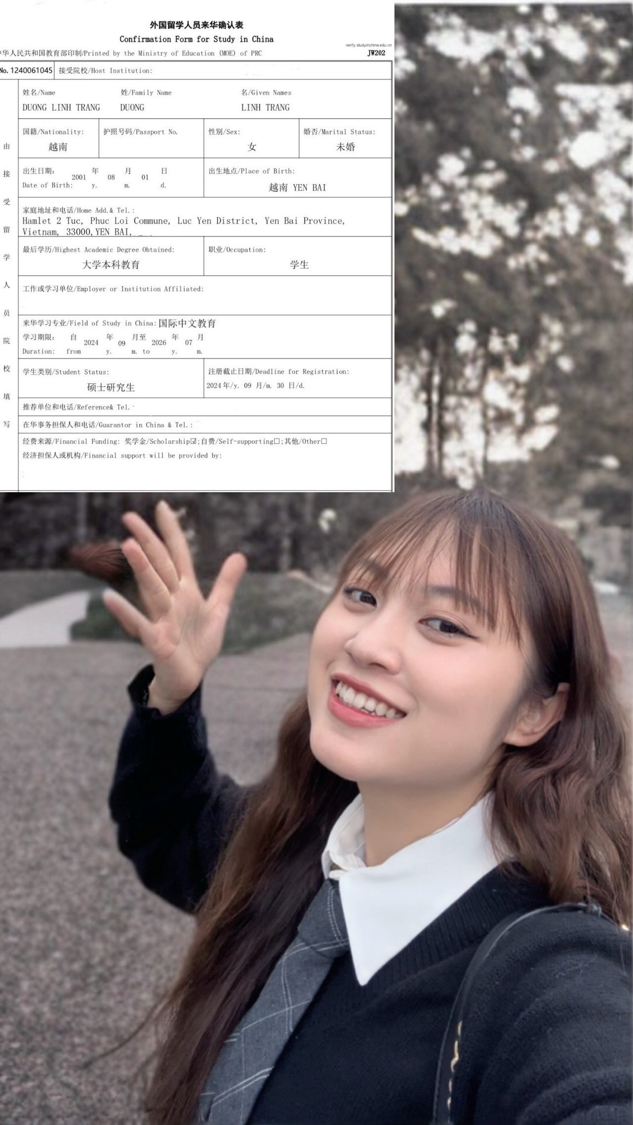 Bắt đầu từ “con số 0”, Linh Trang đã vượt qua hành trình 516 ngày, xuất sắc giành được học bổng toàn phần hệ thạc sĩ chuyên ngành Giáo dục Hán ngữ quốc tế tại Trung Quốc. Bắt đầu từ “con số 0”, Linh Trang đã vượt qua hành trình 516 ngày, xuất sắc giành được học bổng toàn phần hệ thạc sĩ chuyên ngành Giáo dục Hán ngữ quốc tế tại Trung Quốc.