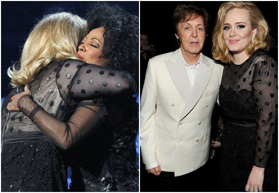 Diva Diana Ross và Paul McCartney chúc mừng Adele. Diva Diana Ross và Paul McCartney chúc mừng Adele