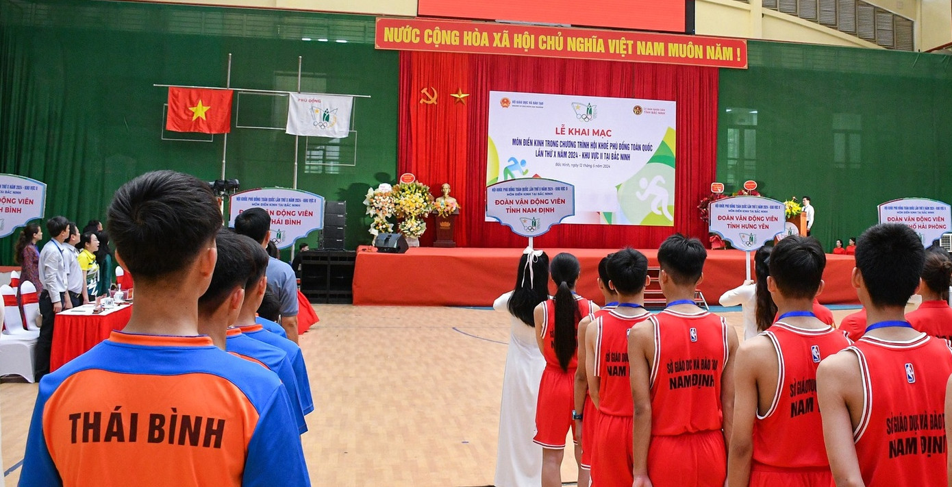 Đoàn thể thao Thái Bình tham dự Hội khỏe Phù Đổng toàn quốc. Ảnh BTC Đoàn thể thao Thái Bình tham dự Hội khỏe Phù Đổng toàn quốc. Ảnh BTC