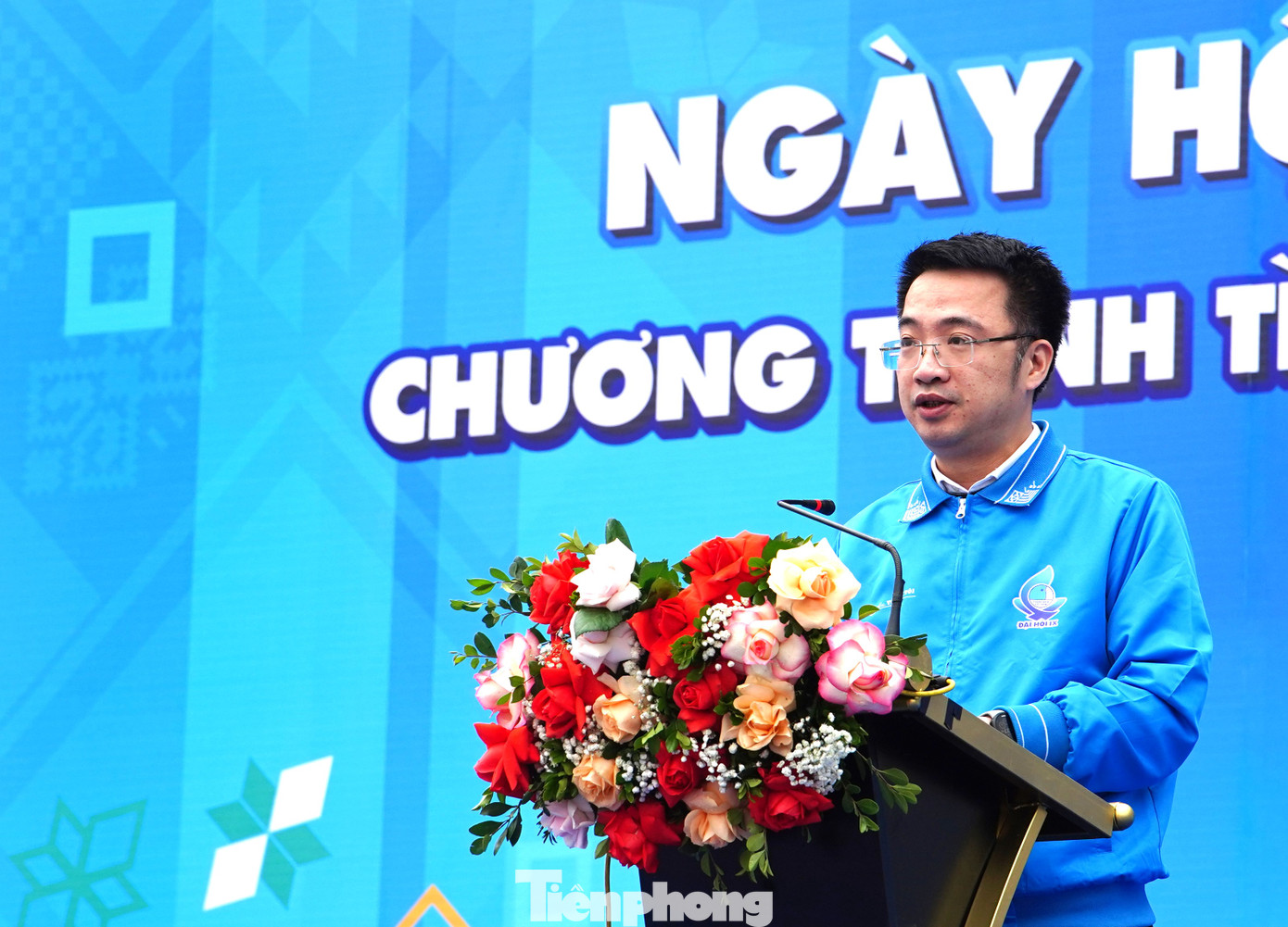 Anh Nguyễn Tường Lâm - Bí thư BCH Trung ương Đoàn, Chủ tịch Hội Liên hiệp thanh niên Việt Nam, Phó Chủ nhiệm thường trực Ủy ban Quốc gia về Thanh niên Việt Nam phát biểu tại ngày hội.