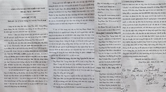 Đơn trình bày của những hộ dân ở thôn Nhân Phú