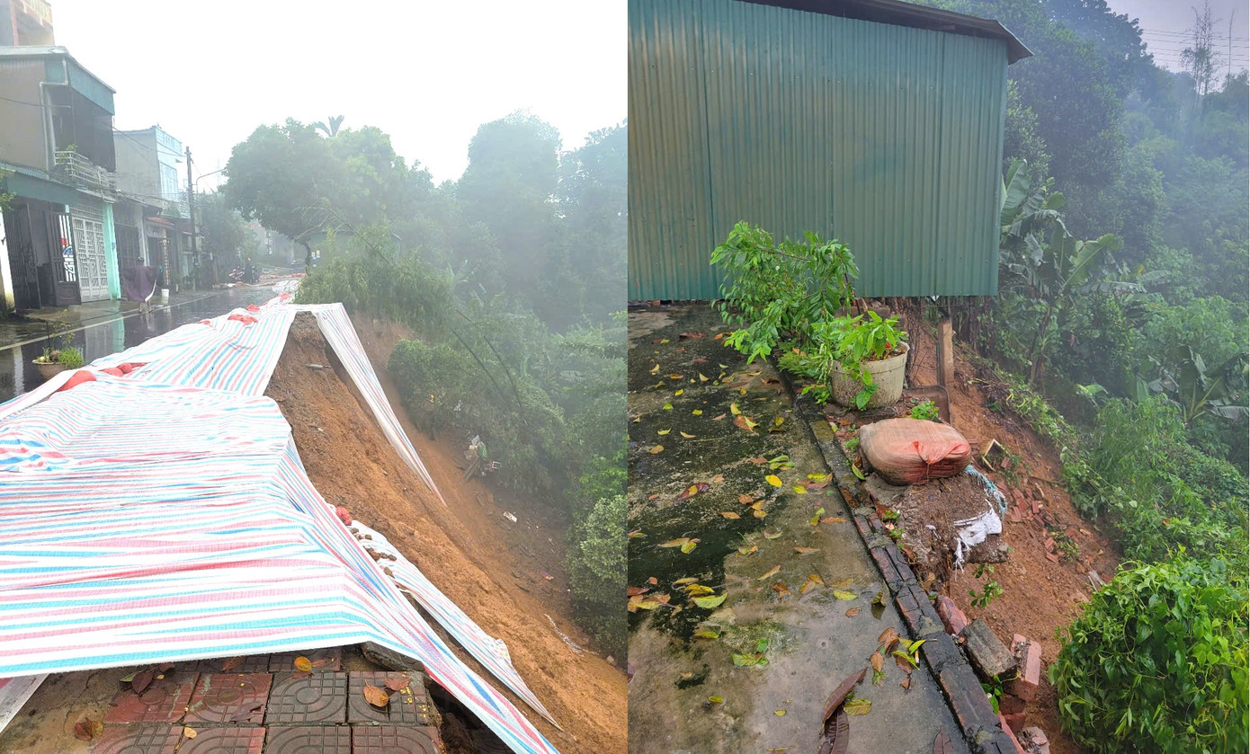 Khu vực sạt trượt tại đường 23/9 phường Pom Hán thành phố Lào Cai. Khu vực sạt trượt tại đường 23/9 phường Pom Hán thành phố Lào Cai.