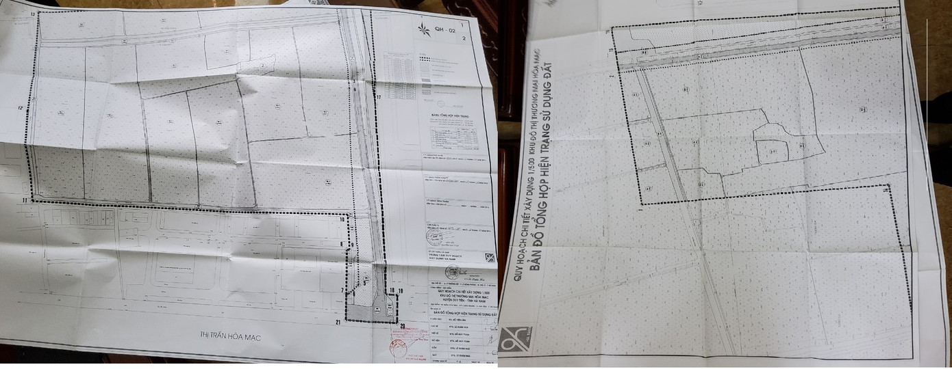 Quy hoạch 1/1000 (trái) và quy hoạch 1/500 công khai (phải) khu đô thị thương mại Hoà Mạc Quy hoạch 1/1000 (trái) và quy hoạch 1/500 công khai (phải) khu đô thị thương mại Hoà Mạc