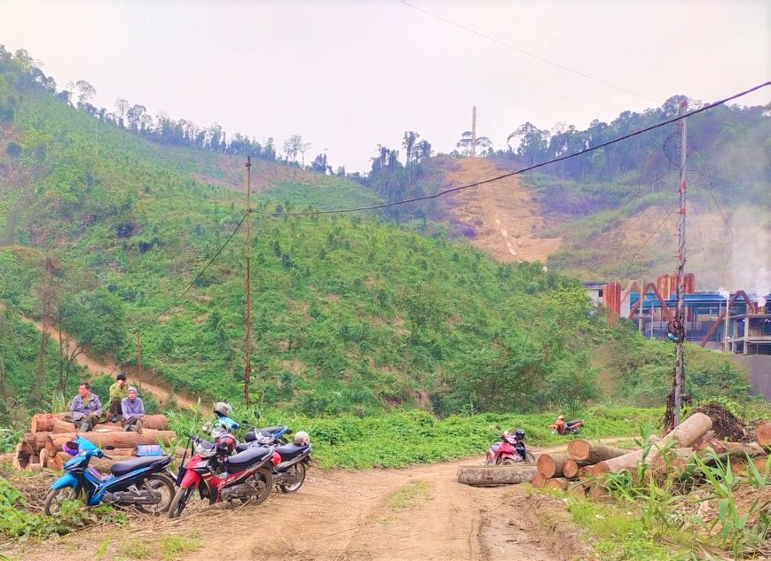 Xưởng xẻ gỗ ngay sát nhà máy luyện chì của Cty Hoàng Nam