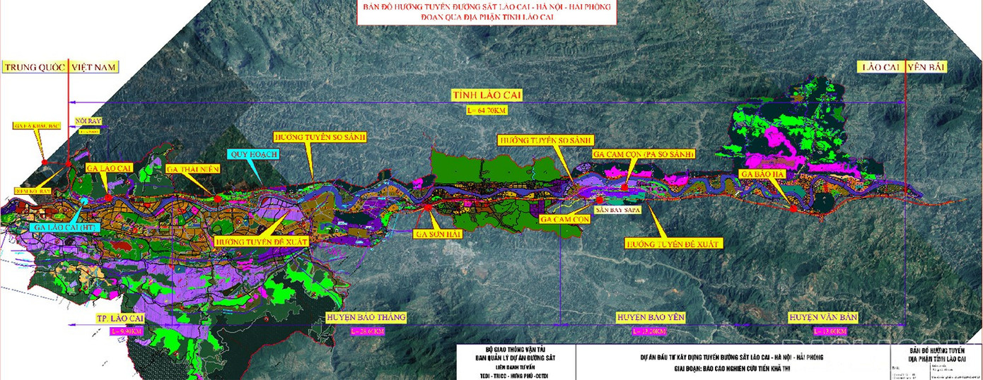 Bản đồ hướng tuyến dự án đi qua tỉnh Lào Cai.