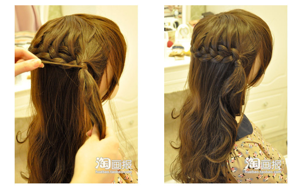 Tết một lọn tóc từ bên này sang bên kia.... Dùng dây chun buộc chặt lọn tóc tết lại. Lấy một lọn tóc nhỏ quấn bên ngoài để che dây chun đi. Thêm kẹp tóc vào là bạn đã trông giống một nàng công chúa đáng yêu rồi đấy.