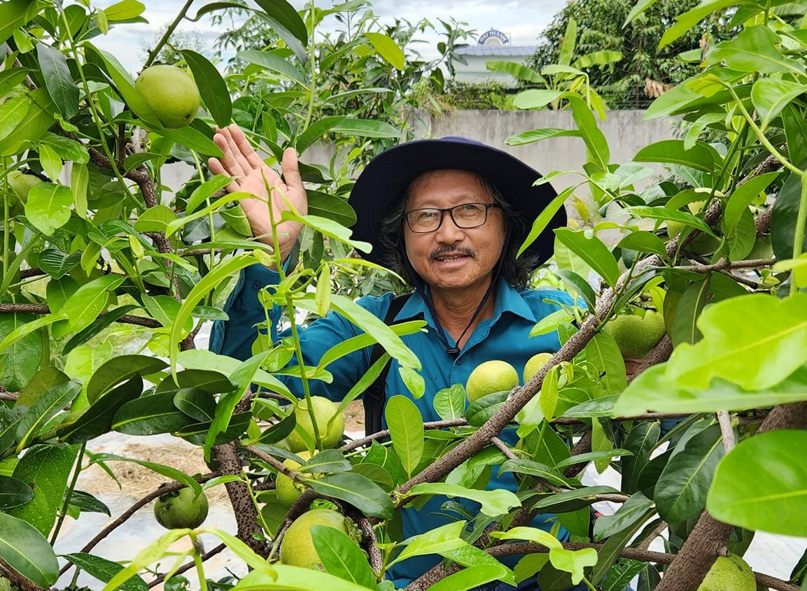 Ông Biện Tấn Mân, ngụ thành phố Thủ Dầu Một, tỉnh Bình Dương đang sở hữu khu vườn cây ăn trái độc lạ. Nhà ở trung tâm thành phố, không có diện tích đất lý tưởng, ông đã thiết kế và cải tạo sân thượng căn nhà của gia đình trở thành vườn rau, quả thu nhỏ. Ông Biện Tấn Mân, ngụ thành phố Thủ Dầu Một, tỉnh Bình Dương đang sở hữu khu vườn cây ăn trái độc lạ. Nhà ở trung tâm thành phố, không có diện tích đất lý tưởng, ông đã thiết kế và cải tạo sân thượng căn nhà của gia đình trở thành vườn rau, quả thu nhỏ.