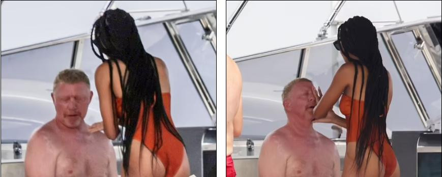 Cặp uyên ương đã ở Tây Ban Nha mấy ngày nay và liên tục có những shoot hình &quot;tình bể bình&quot; trên truyền thồng. Trong ảnh, tay vợt người Đức huyền thoại đang được bạn gái thoa kem chống nắng.