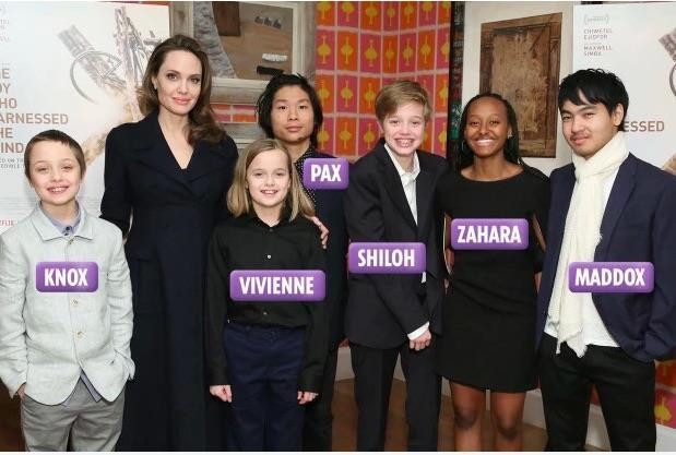 Angelina Jolie bên 6 con, ảnh chụp năm 2019.